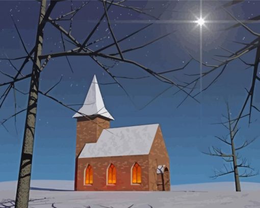 Winter Church paint by numbers