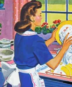 Woman Washing Dishes paint by numbers