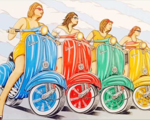 Women With Vespa Art paint by numbers