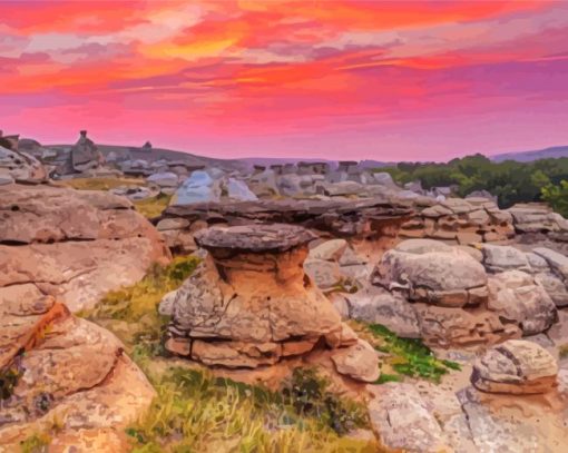 Writing On Stone At Sunset paint by numbers