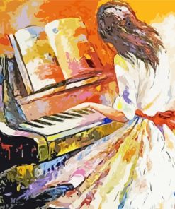 Abstract Lady Playing Piano paint by numbers