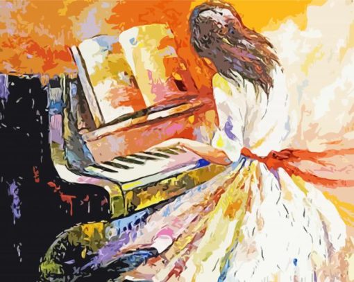 Abstract Lady Playing Piano paint by numbers