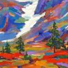 Abstract Autumn Mountain paint by numbers