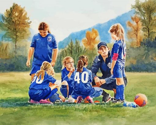 Abstract Girls Soccer paint by numbers