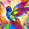 Abstract Rainbow Hummingbird paint by numbers