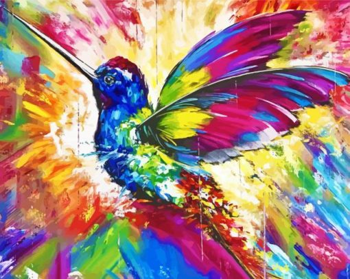 Abstract Rainbow Hummingbird paint by numbers