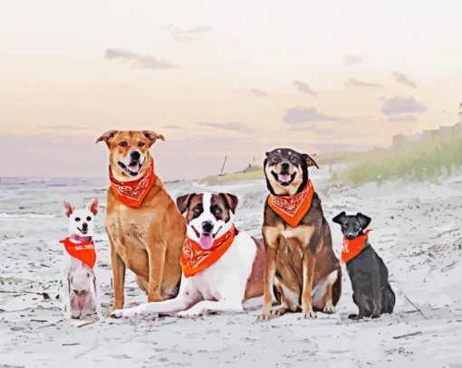 Adorable Dogs On Beach paint by numbers