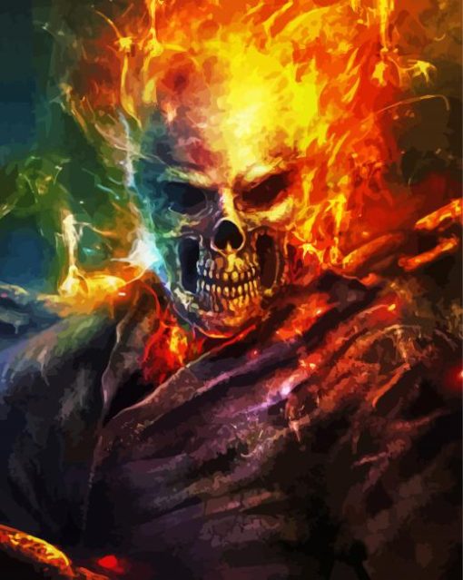 Aesthetic Blazing Skull Art paint by numbers