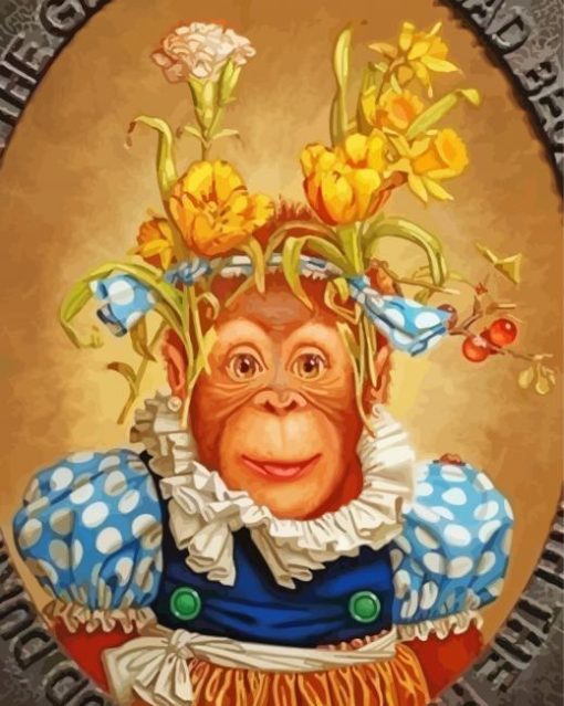 Aesthetic Cute Female Monkey paint by numbers
