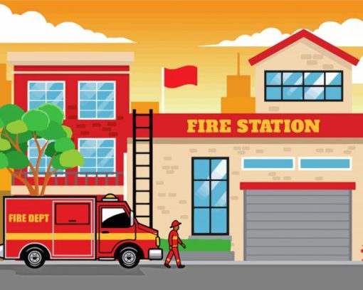 Aesthetic Fire Station paint by numbers