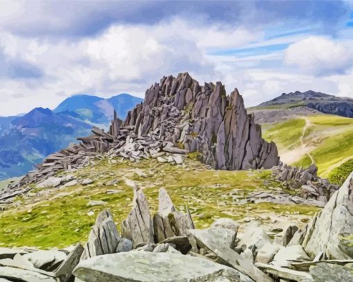 Glyder Fawr Snowdonia paint by numbers