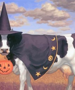 Aesthetic Halloween Cow paint by numbers