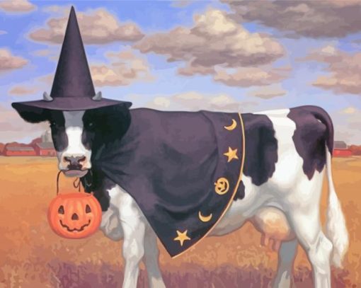 Aesthetic Halloween Cow paint by numbers