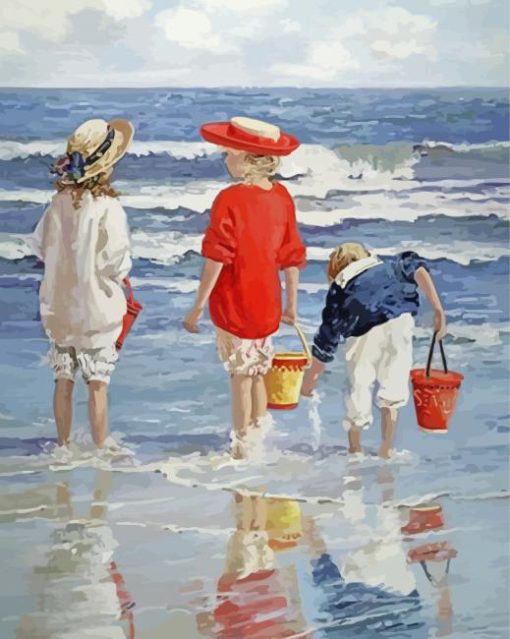 Aesthetic Kids Play By Seaside paint by numbers