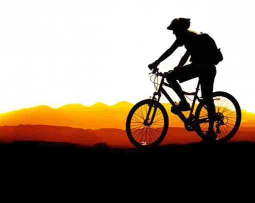 Aesthetic Mountain Biker Silhouette paint by numbers