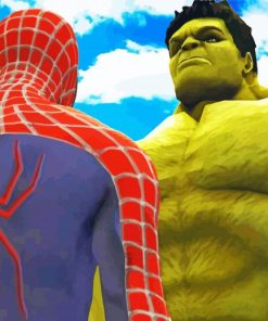 Aesthetic Spiderman And Hulk paint by numbers