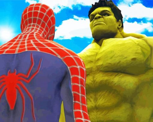 Aesthetic Spiderman And Hulk paint by numbers