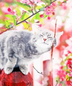 Aesthetic Spring Cat paint by numbers