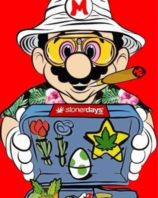 Aesthetic Stoner Mario paint by numbers