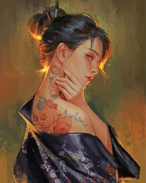 Aesthetic Tattooed Woman paint by numbers