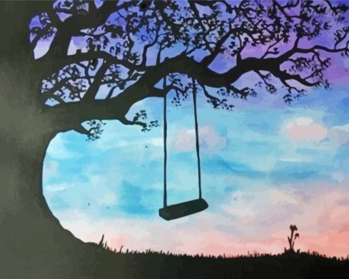 Aesthetic Tree And A swing paint by numbers