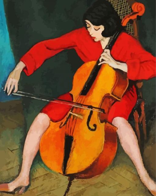 Aesthetic Woman Playing Cello paint by numbers