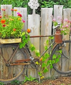 Aesthetic Garden And Bicycle Art paint by numbers