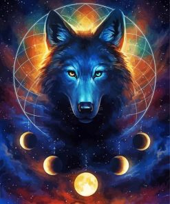 Aesthetic Moon Wolf Paint by numbers