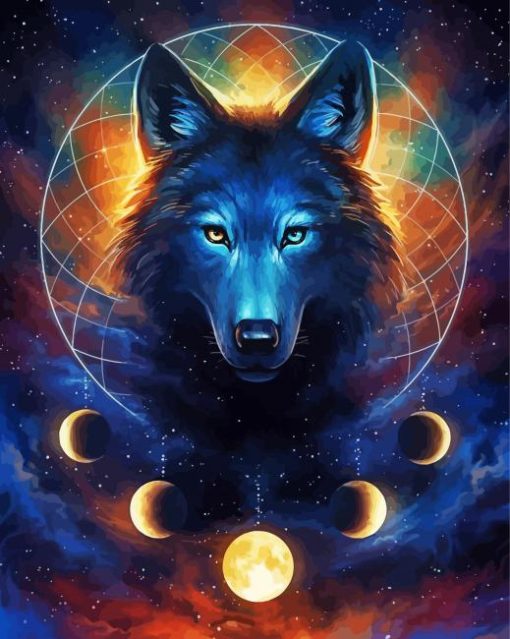 Aesthetic Moon Wolf Paint by numbers