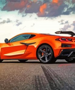 Aesthetic Orange Chevy Corvette Stingray paint by numbers