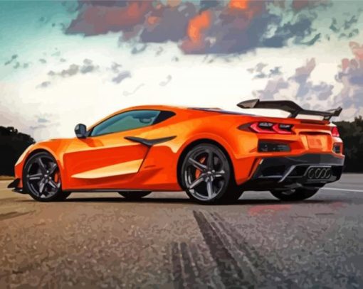 Aesthetic Orange Chevy Corvette Stingray paint by numbers