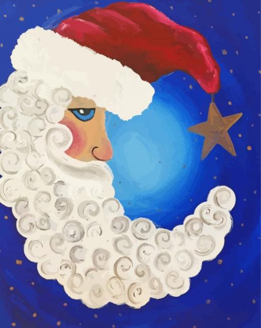 Aesthetic Santa Moon Illustration paint by numbers