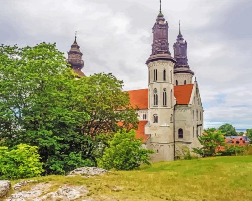 Aesthetic Visby Cathedral Gotland paint by numbers