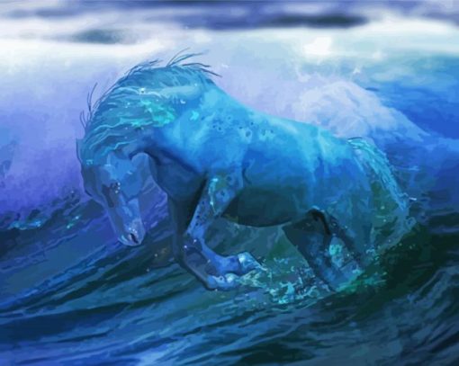 Artwork Sea Wave Horse paint by numbers