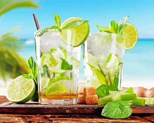 Beach Summer Lemonade Drink paint by numbers