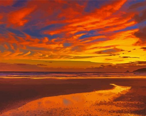 Beautiful Sunset Panama Beach paint by numbers