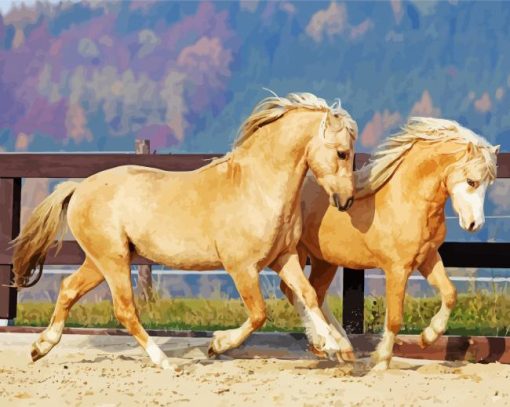 Beige Cob Horses paint by numbers