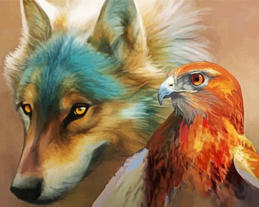 Bird Hawk And Wolf paint by numbers