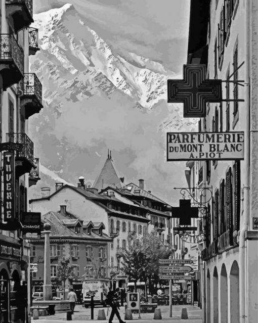 Black And White Chamonix paint by numbers