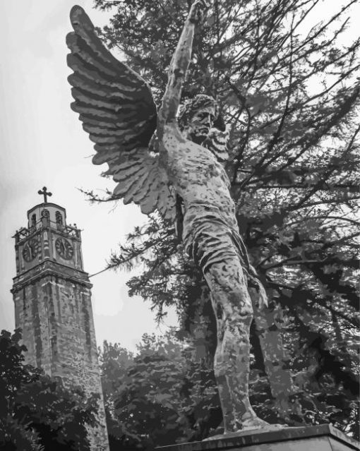 Black And White Clock Tower Bitola paint by numbers