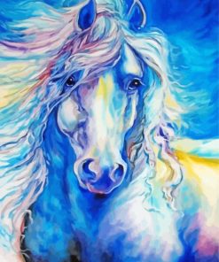 Blue Impressionist Horse paint by numbers