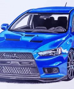 Blue Mitsubishi Evo Art paint by numbers