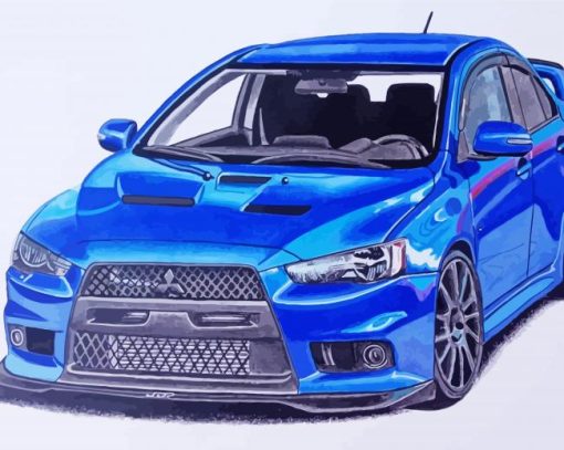 Blue Mitsubishi Evo Art paint by numbers