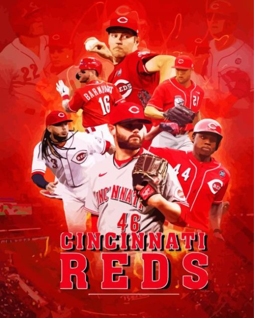 Cincinnati Reds Baseball Team paint by numbers