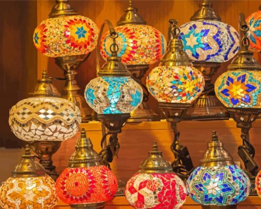 Colorful Turkish Lamps paint by numbers