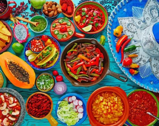 Colorful Dishes Food paint by numbers