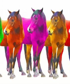 Colorful Horses paint by numbers