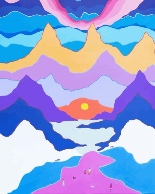 Colorful Landscape Ted Harrison paint by numbers