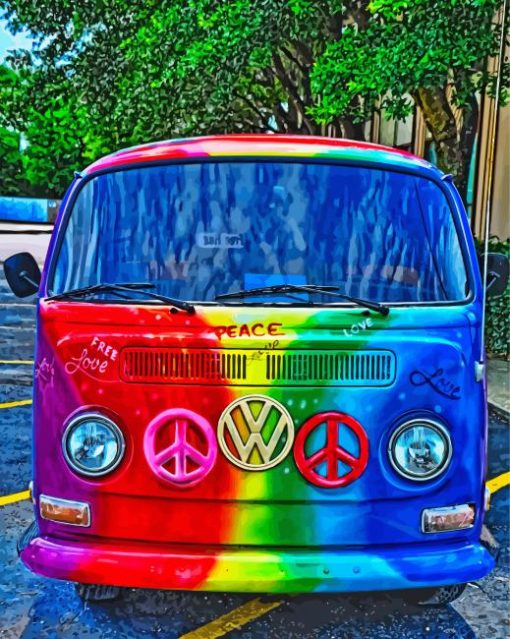 Colorful VW Van paint by numbers