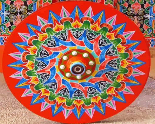 Costa Rican Ox Cart Wheel paint by numbers